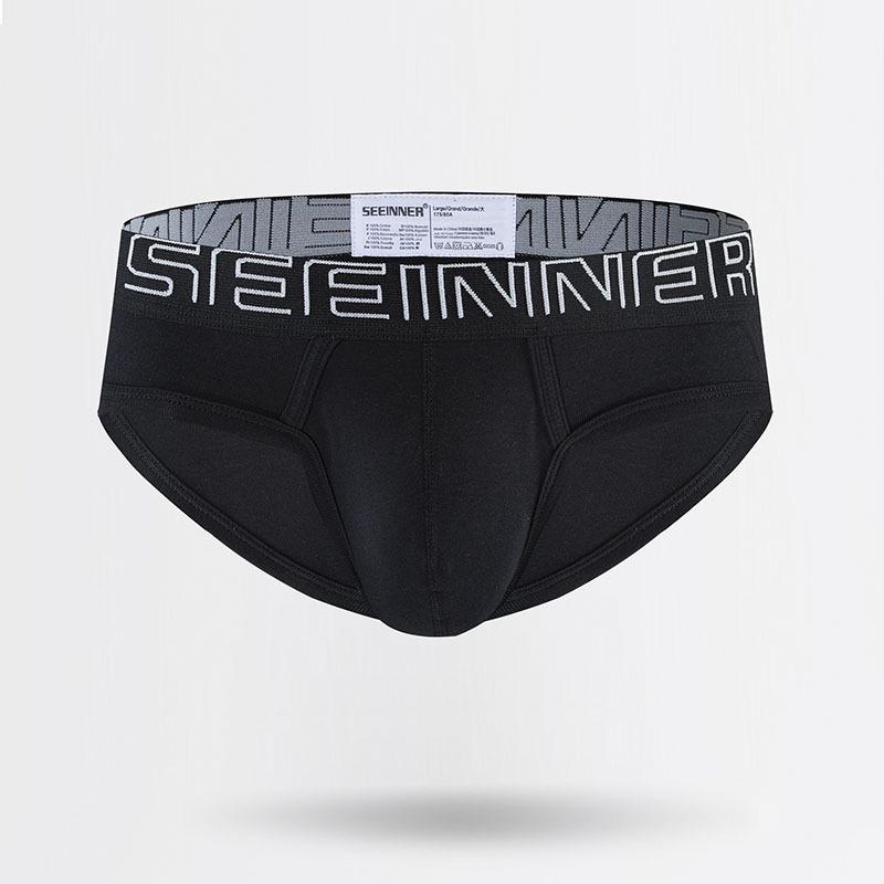 SEEINNER Men's Ribbed Cotton Wide Waist Triangle Sport Underwear