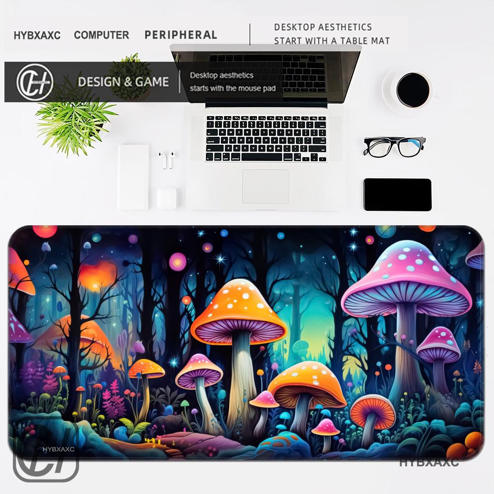 HYBXAXC Colorful Mushroom Forest Fantasy Gaming Small Mouse Pad NonSlip Desk Mat Extended Gaming Keyboard Large Gamer x 800x400x2mm