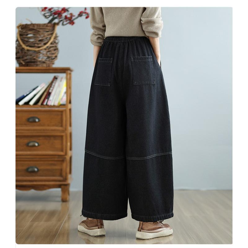 DIMANAF 2025 Herbst Winter Jeans Damen Übergröße Verdicken Futter Vintage Baumwoll-Denim Lange Hosen Unterteile