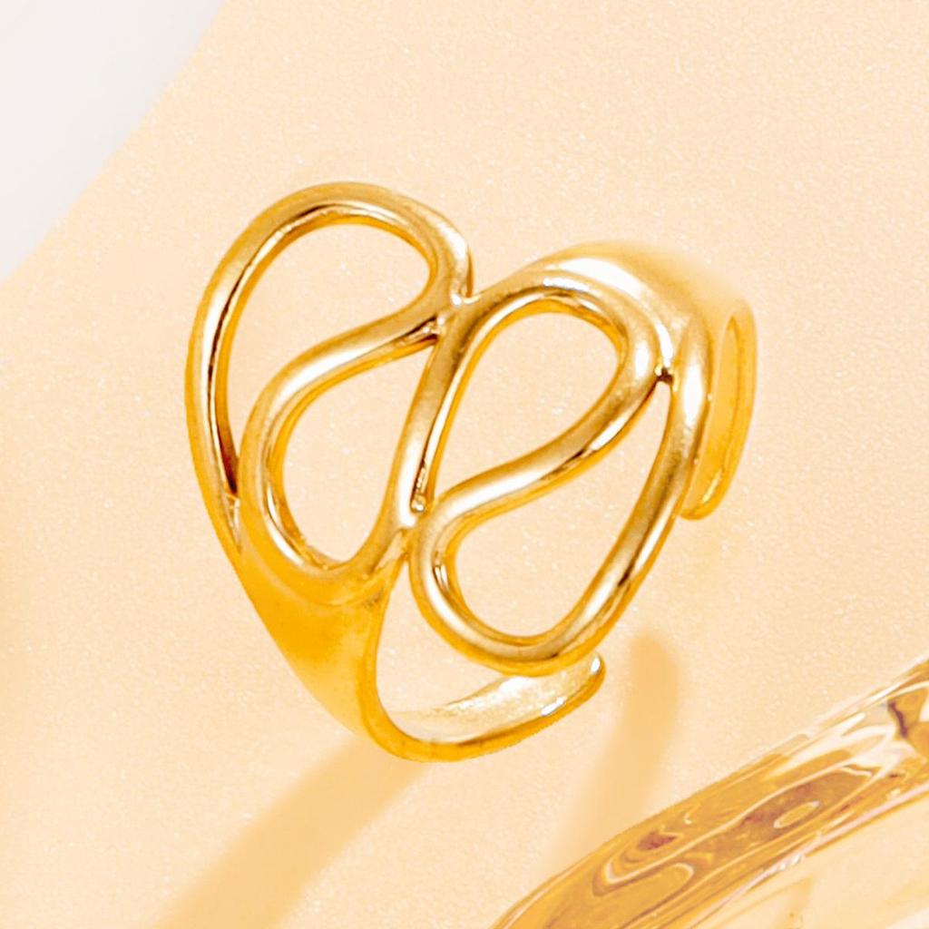 INS Style Geometric Open Ring - 18K Gold Plated Stainless Steel Jewelry