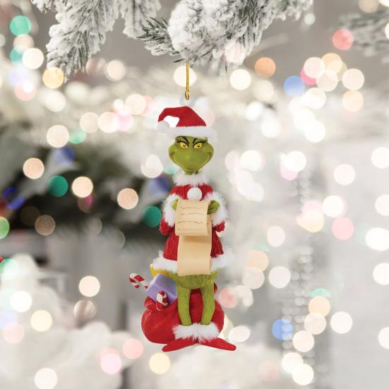 Christmas Pendant Creative Shape Adorable Appearance Lanyard Design Wide Application Easy To Hang Grinch Character Xmas Tree Hanging Decoration