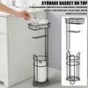 Floor Standing Toilet Paper Holder Iron Bathroom Tissue Dispenser Rust-proof Freestanding Toilet Roll Holder Storage Shelf