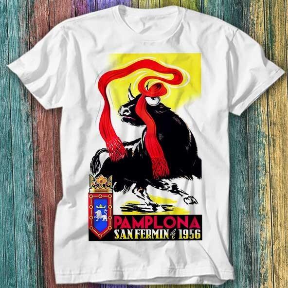 

1956 Pamplona Spain Running of the Bulls T Shirt Top Tee 540 L