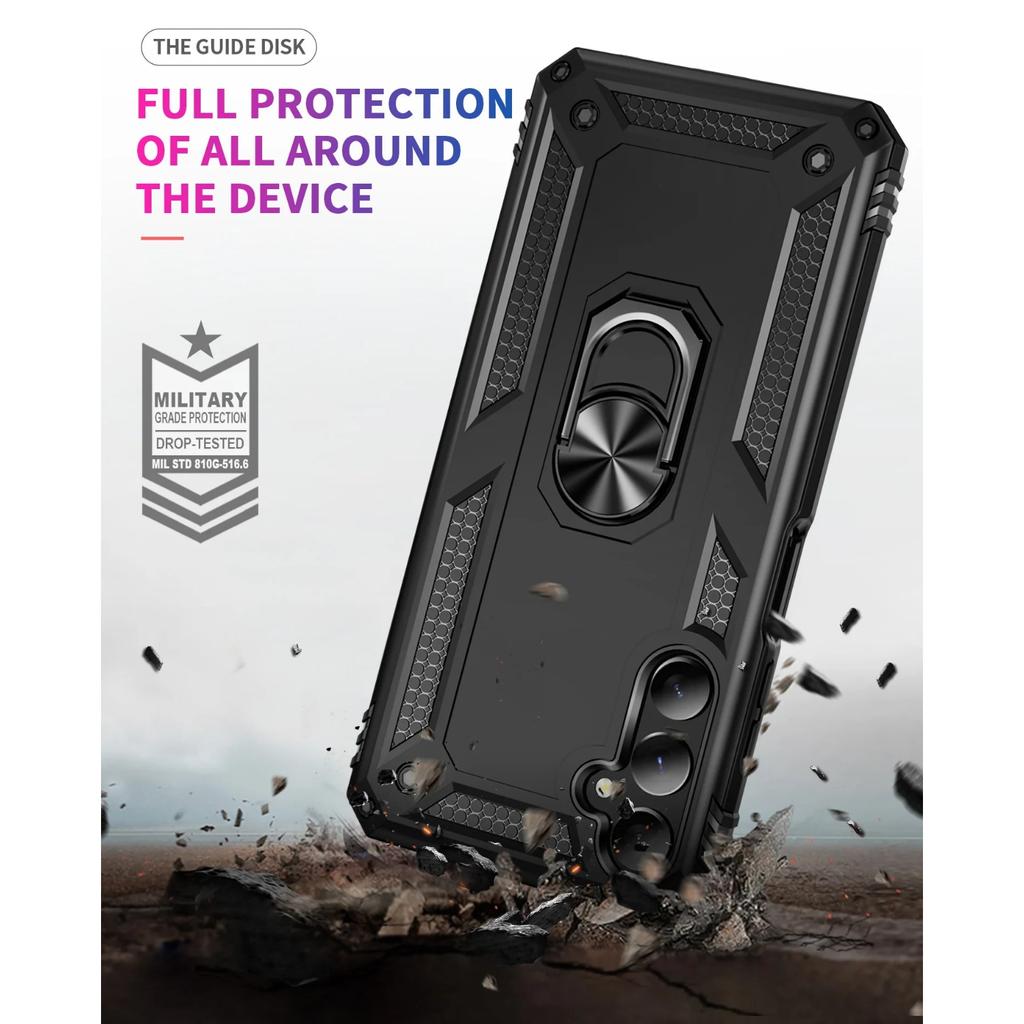 Armor Shockproof Ring Stand Holder Magnetic Case For Samsung Galaxy A02S A04E A02 A03 CORE A03S A05 A05S A81 A91 A35 A55 Covers
