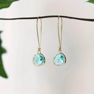 Able Exquisite Wassertropfen Blaue Zirkonohrringe Damen Verlobungsparty Hochzeits Schmuck Jahrestag Geburtstagsgeschenk