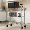 Kitchen Utility Cart, 3 Tiers, Wire Rolling Cart with 661LBS Capacity, Steel Service Cart on Wheels, Metal Storage Trolley with 80mm Basket Curved