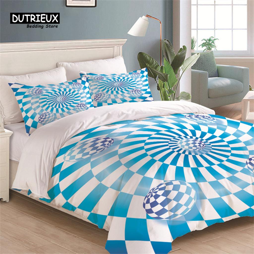 Comforter Geometric Bedding Set King Queen Size For Kids Adults Print Comforter Bedroom Decorative