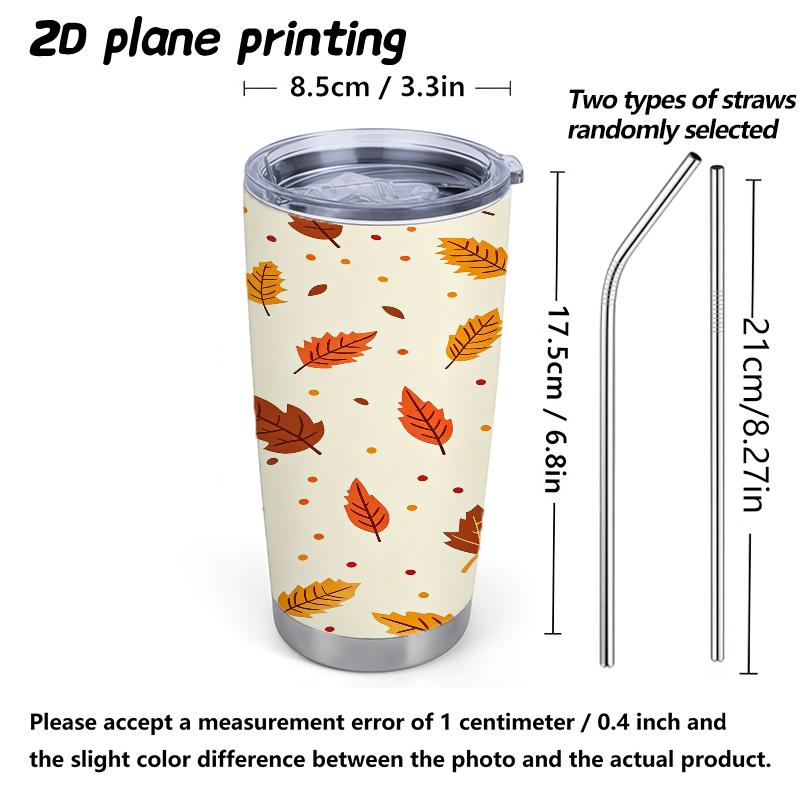 Car Tumbler 591ml Autumn maple leaf elements Straw Cup Metal Drink Mug Leakproof Tumbler Stainless Steel Tumbler Coffee Tumbler