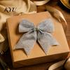 Christmas Tree Bow Decorations Glitter Bow, Gold Sparkling Ribbon Hanging Ornament for Powder Ties Gifts Wreath Gift Box, Festive Wedding Party Decor