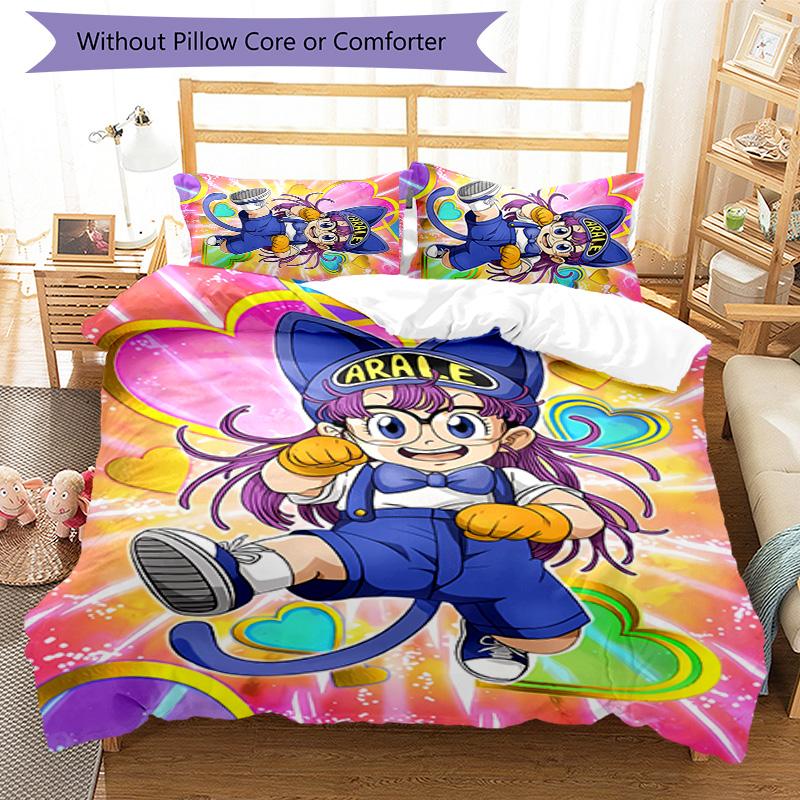3pcs Arale pattern bedding set duvet cover set includes duvet cover &pillowcases,perfect all season bedroom decoration&gift
