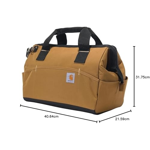 Carhartt OnSite Tool Bag, Durable, Waterproof, Midweight Tool Storage Bag, 16-inch, 17 Pockets, Carhartt Brown, B0000516