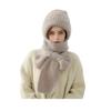 Winter Knit Hat with Integrated Scarf Solid Color Thickened Velvet Women Hat Long Scarf Set Cold Weather Headwear