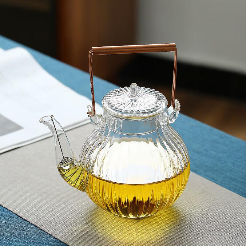 Chaxun Heat-Resistant Glass Teapot with Copper Handle