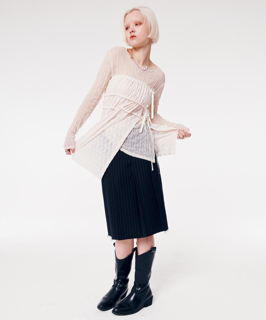 Leoninghai Shirred Layered Top Skirt [Ivory]