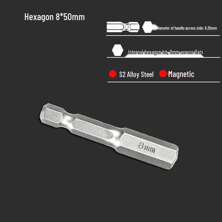 S2 Strong Magnetic Hex Socket Bit - High Strength, Shock Resistant for Hand Drills and Electric Screwdrivers