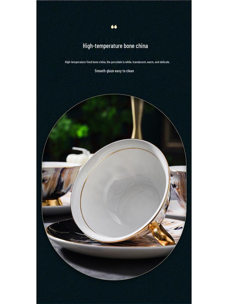 Exquisite Wood Grain Ceramic Tea Set with Saucer - Premium Bone China Cup for Afternoon Tea