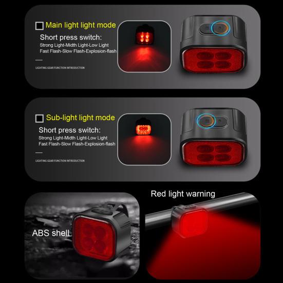 Ultra Bright Bike Light High Lumens Waterproof Rechargeable Non-Dazzling Simple Installation Bike Headlight Tail Light Set