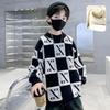 Boys' Casual Thick Sweater Autumn and Winter Children's Mink and Fleece Base Shirt