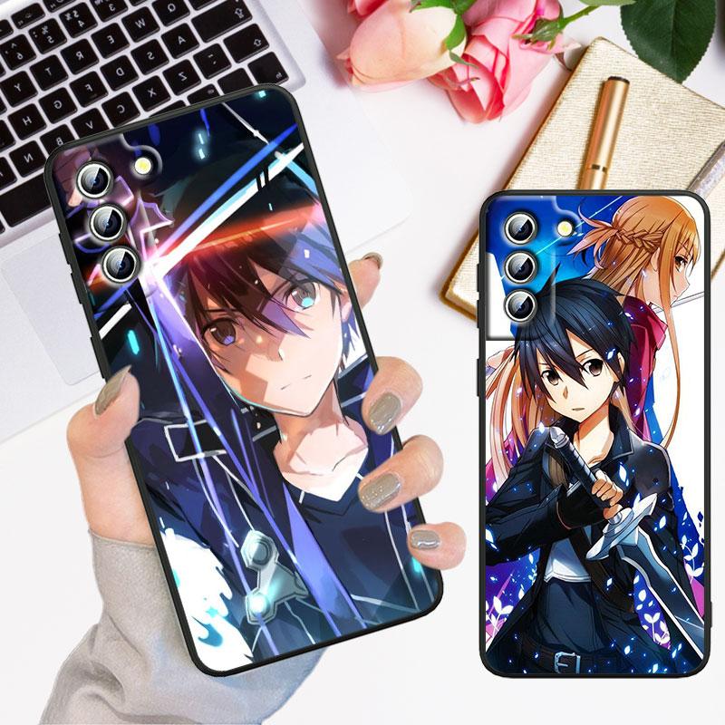 Anime Schwert Art Online SAO Handyhülle für Samsung S23 S22 S21 S20 S10 S8 Note 20 A9 A73 A71 A53 A33 Ultra Plus FE Schwarz