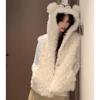 Autumn Lamb Fur Vest Women Sweet Hooded Bear Coat Cute Outerwear