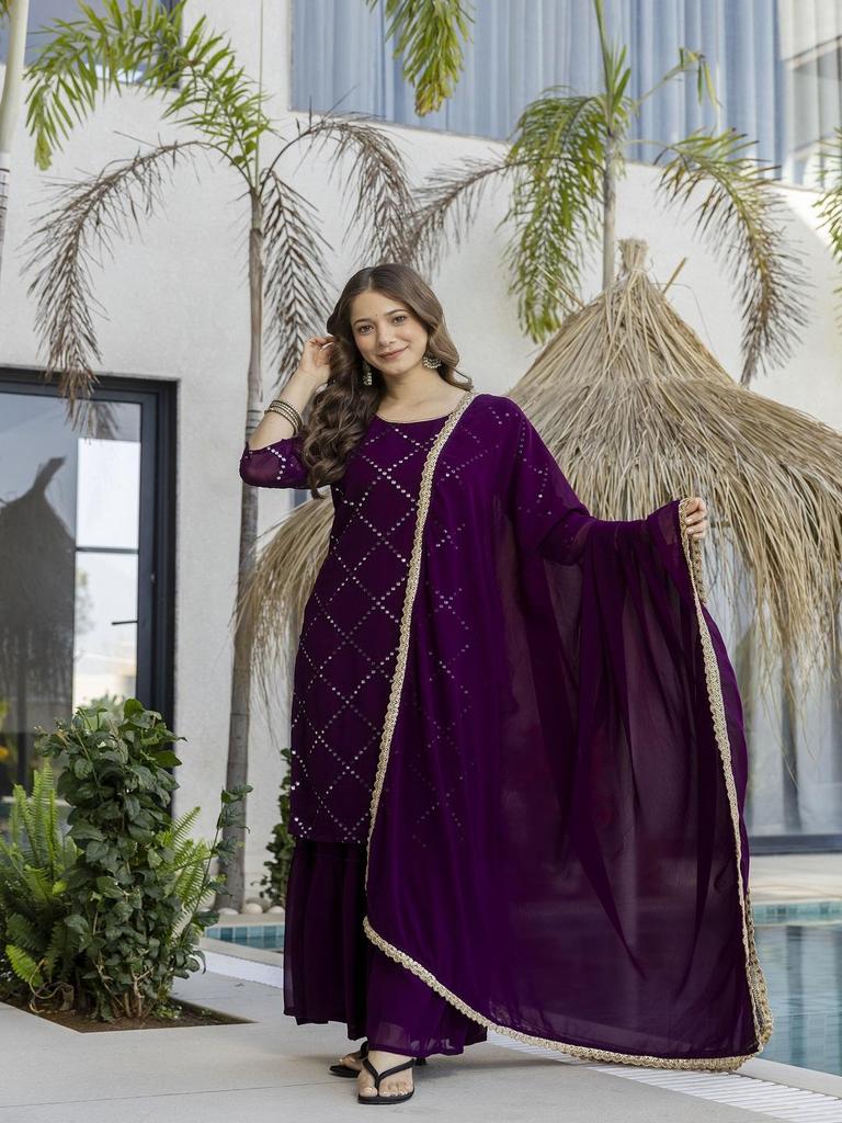 Women Ethnic Kurta Set with Dupatta – Embroidered Party Wear Suit for Women