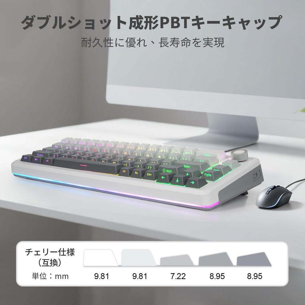 eElement Wireless Mechanical Silver English 68 Gaming Connection Compact Soundproofing Gasket Structure RGB Full Compatible with Z-68 Keyboard,