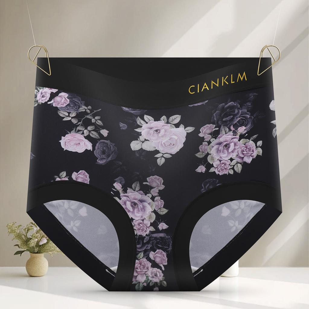Women Flowers Panties Mesh Mid-Rise Briefs Breathable Skin Friendly Underpants Plus Size Stretch Underwear