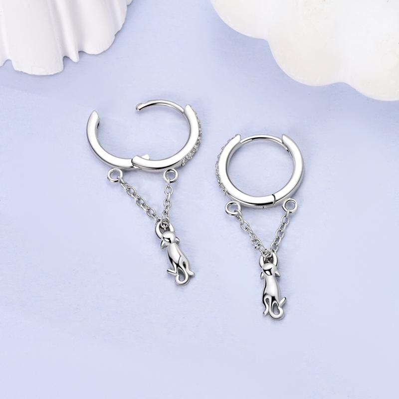 925 Sterling Silver Earrings Women Tassel Cat Drop Earring For Anniversary Wedding Jewelry GiftsGood product