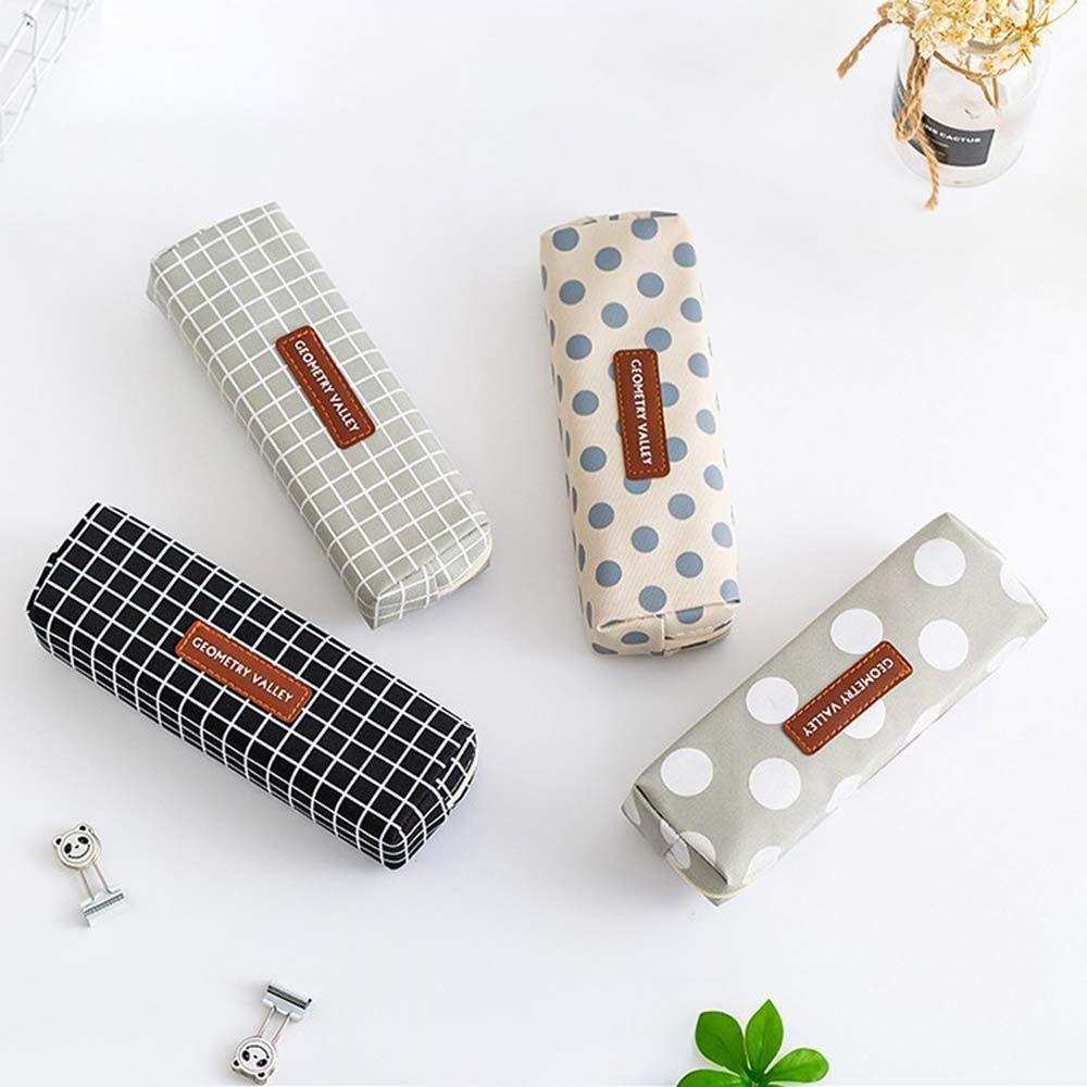 Geometry grid Stationery Bag School Supplies Canvas Pencil Case Pen Holder Pencil Pouch Pen Case