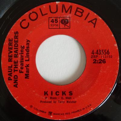 7inch Record PAUL REVERE & THE RAIDERS, MARK LIN - Kicks 443556 Columbia 1966 US Rock Used