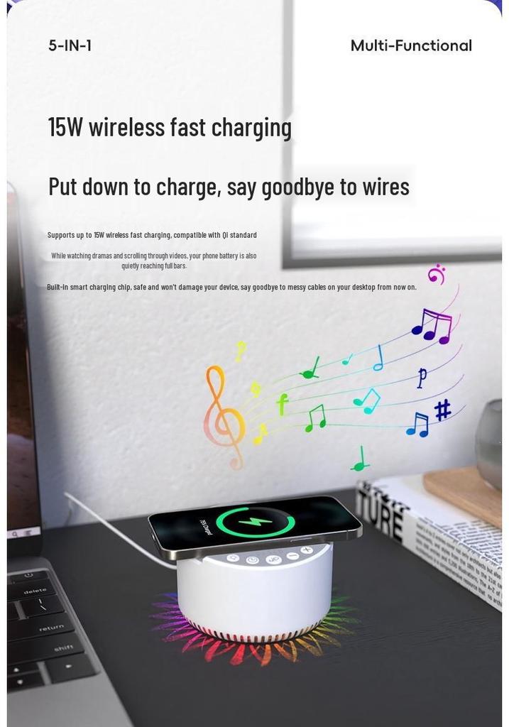 Smart Hypnosis Bluetooth Speaker with Wireless Charging and White Noise Sleep Aid