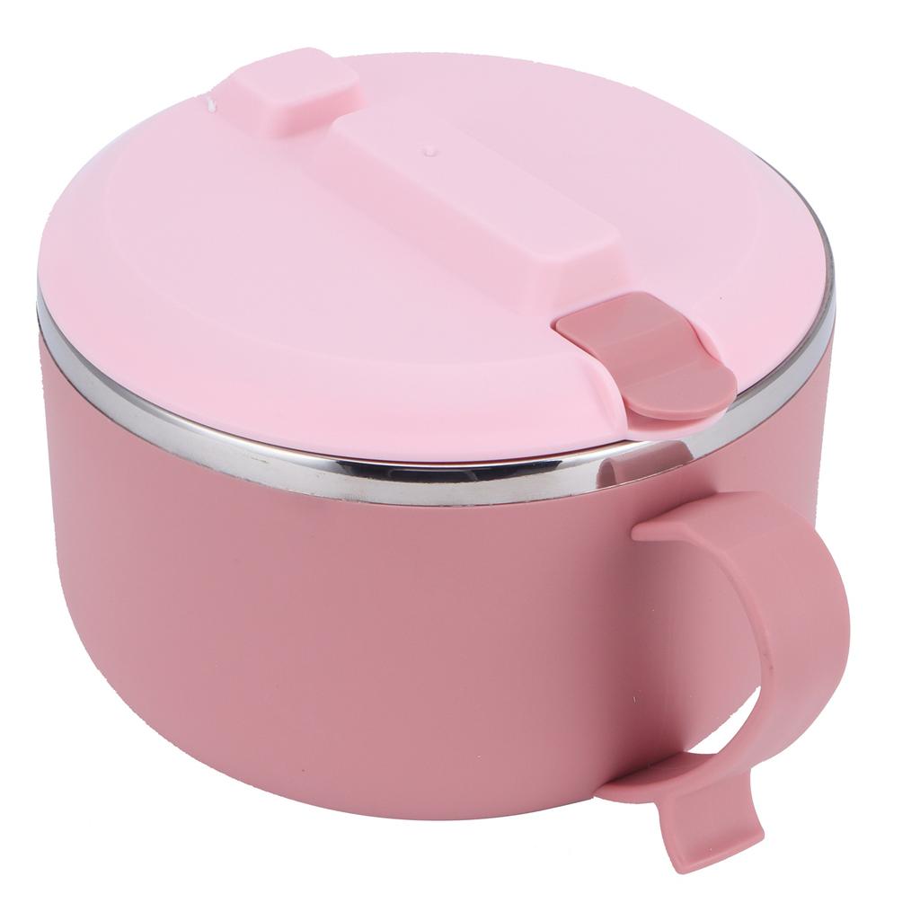 Reisnudelschale mit Deckel 1200ML Verbrühschutz Thermische Lunchbox Küchenutensilien(Rosa )