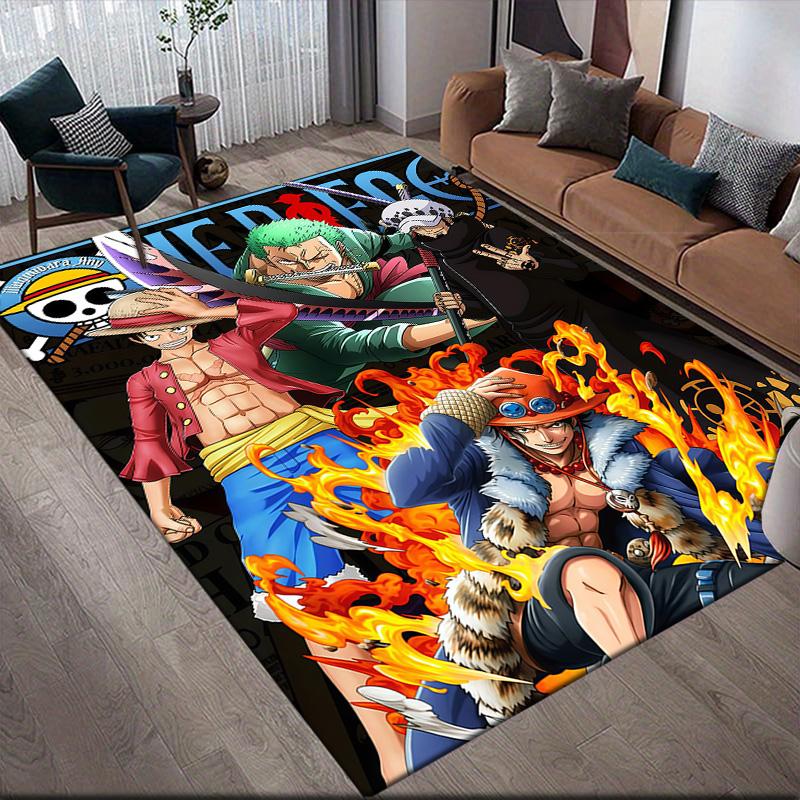 

One Piece Straw Hat Crew Members Anti-Slip Floor Mat, Rectangular Carpet for Living Room & Game Room 60x90cm