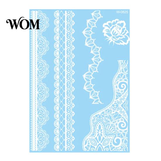 Eco-friendly Tattoo Sticker White Lace for Women, Temporary Face Body Skin-friendly Arm, Waterproof Fake Decal Wedding Party Festival Safe Tattoos