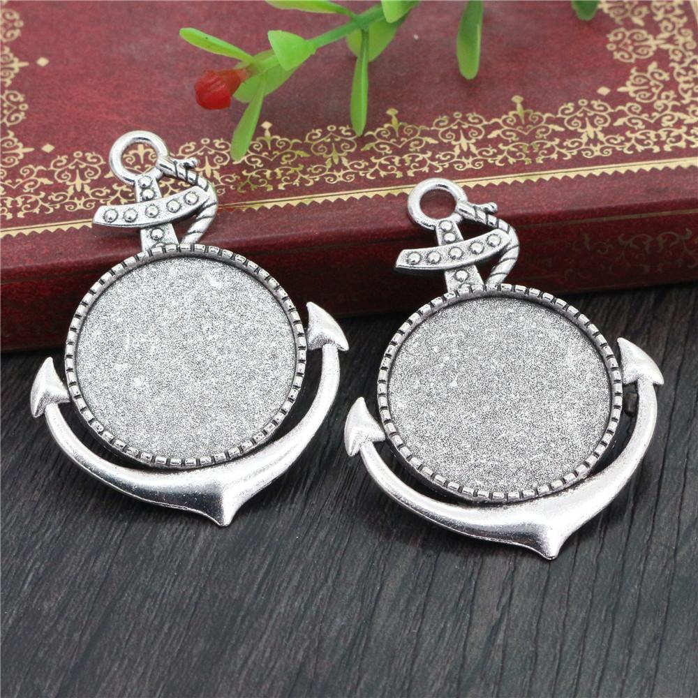 5pcs 25mm Inner Size Pendant Cabochons Blank Base Setting Bezel Tray Alloy DIY Jewelry Making Accessories for Necklace Keychains