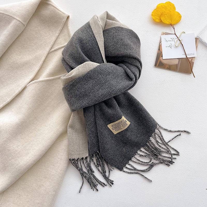 Super Soft Waxy Cashmere Scarf for Women in Winter High End  Korean Version  Versatile Camel Color  Double sided Solid Color  Warm Scarf for Mother