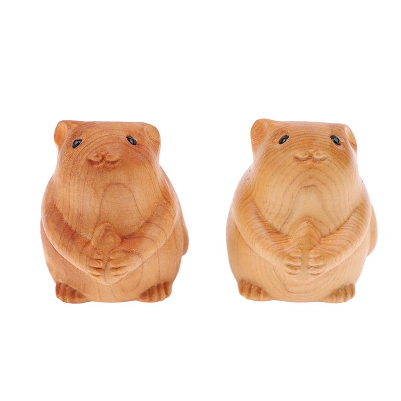 Roztomilá dřevěná malá ozdoba myši Domácí dekorace Retro Mini vyrobené malé figurky myši Dřevěné sochy Řezba Řezbářství Ornament