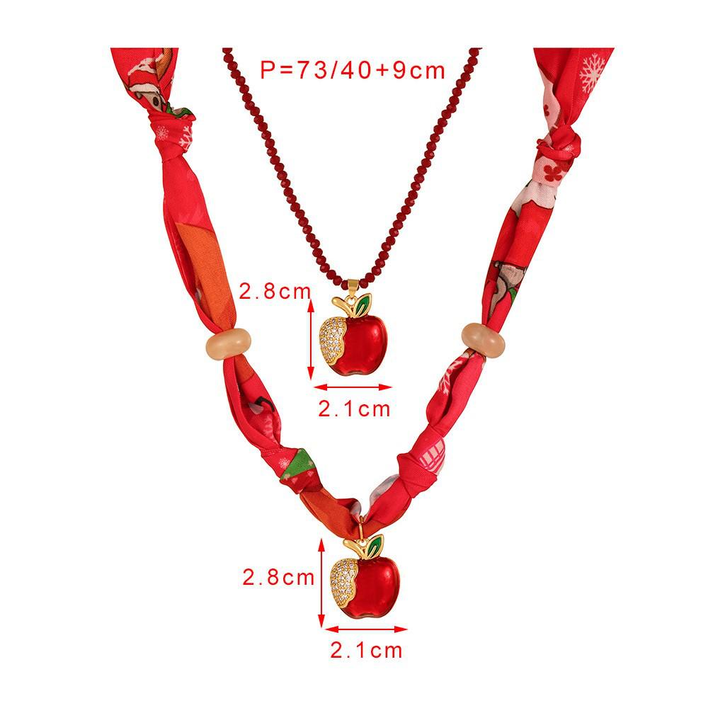 European and American Copper Inlaid Zirconia Apple Print Christmas Necklace for Girls
