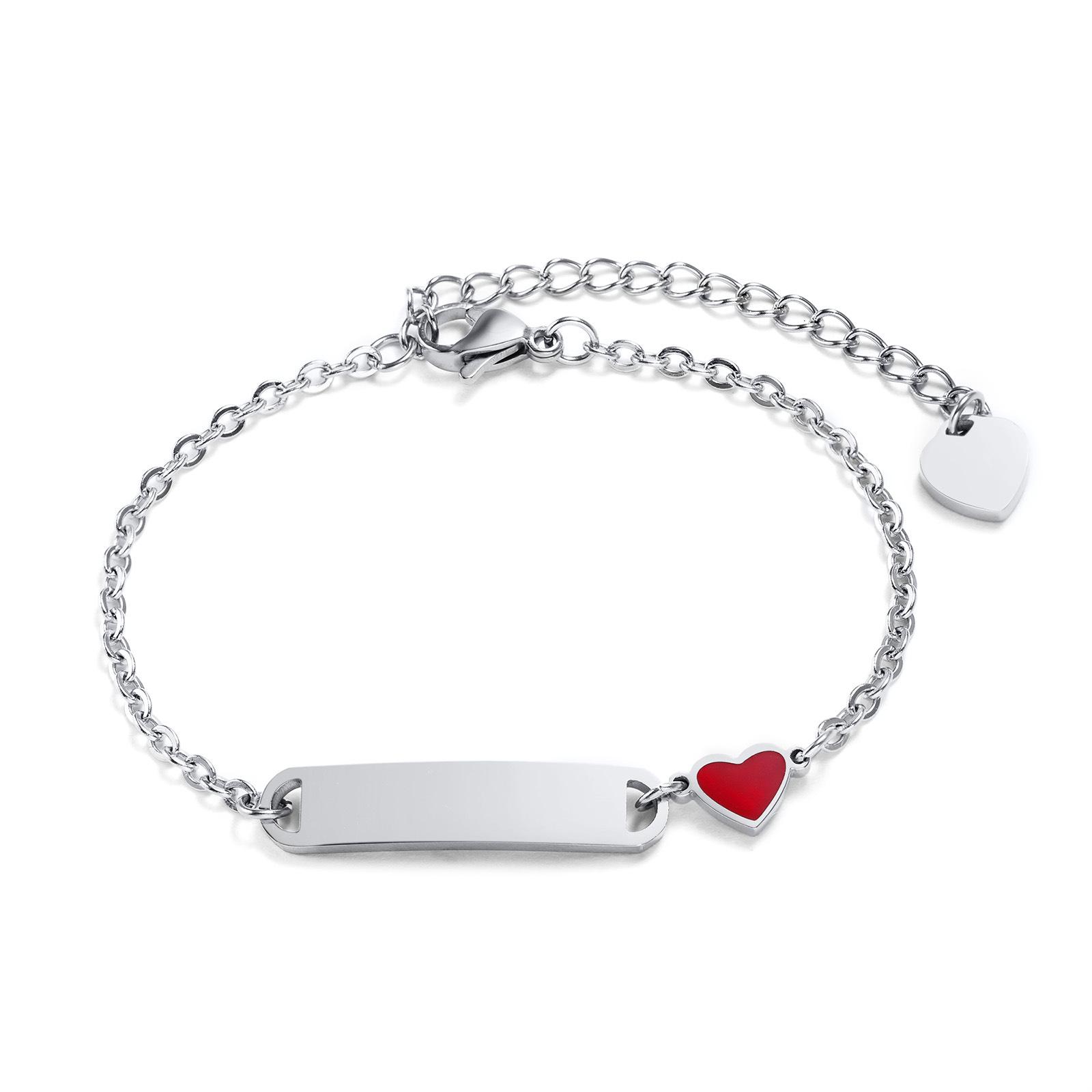 Engravable Heart Bracelet: Stainless Steel & Resin for Women and Children
