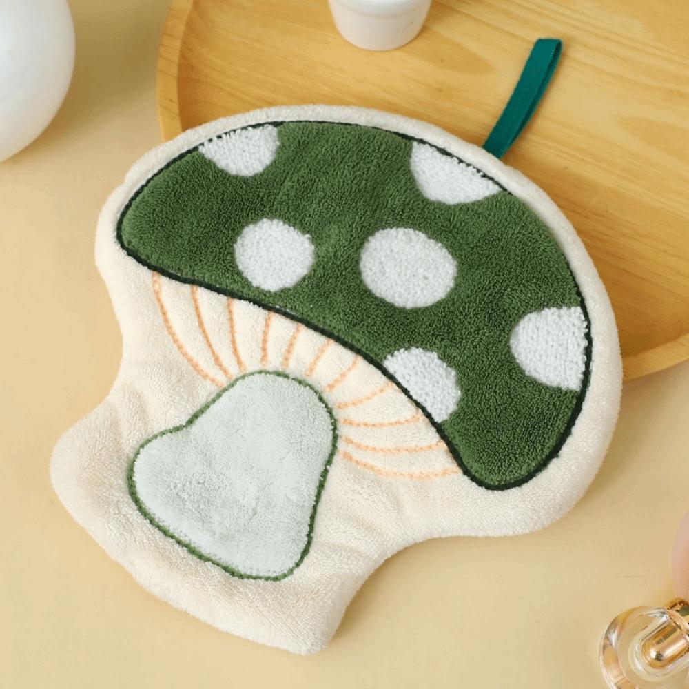 Soft Mushroom Theme Hand Towel Coral Fleece Bathroom Kerchief Toilet Handkerchief Kitchen Home