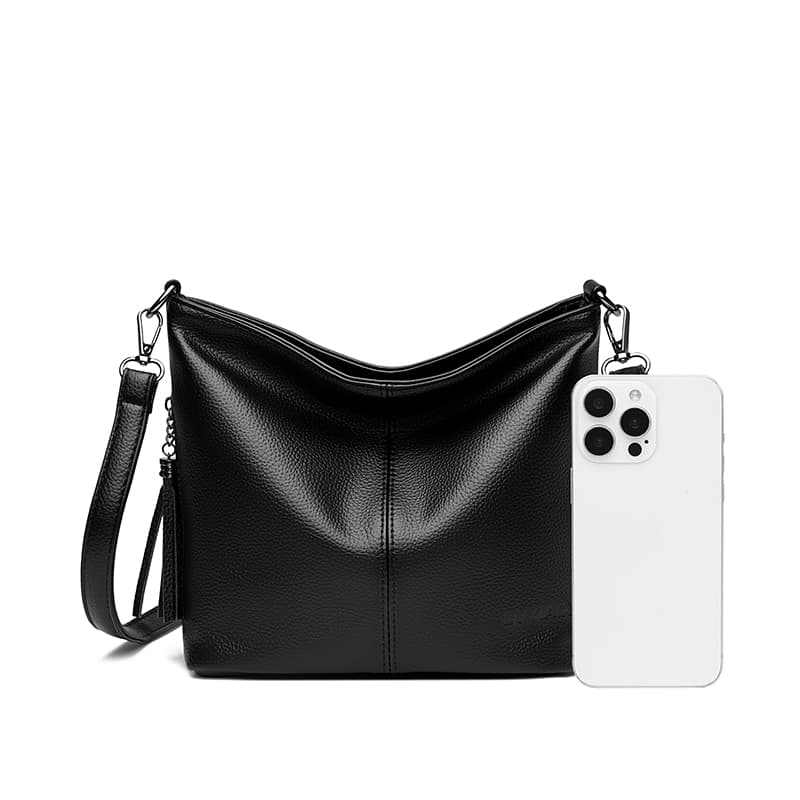 Soft leather fringed shoulder bag Crossbody tote women's bag