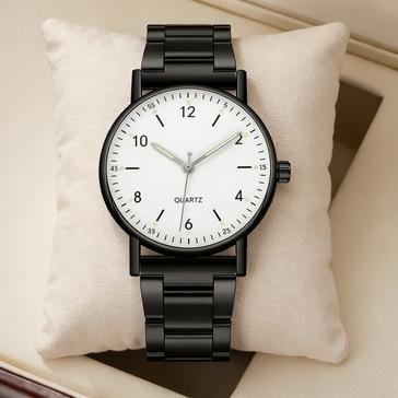 Simple Digital Surface Scale Luminous Needle Unisex Fashion Watch Alloy Case Steel Belt Quartz Wrist Watch