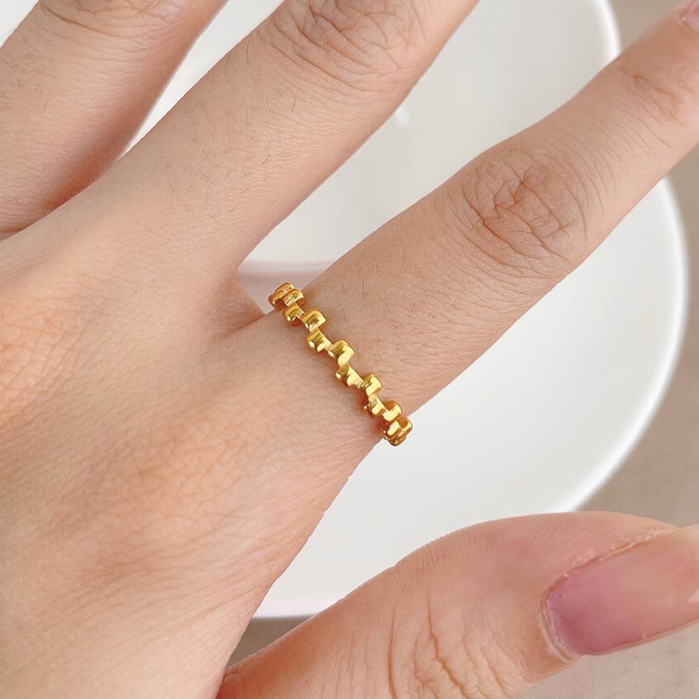 Titanium Steel 18K Gold Bag Fashionable And Versatile Chic Small Square Ring Does Not Fade Index Finger Girlfriend Ring