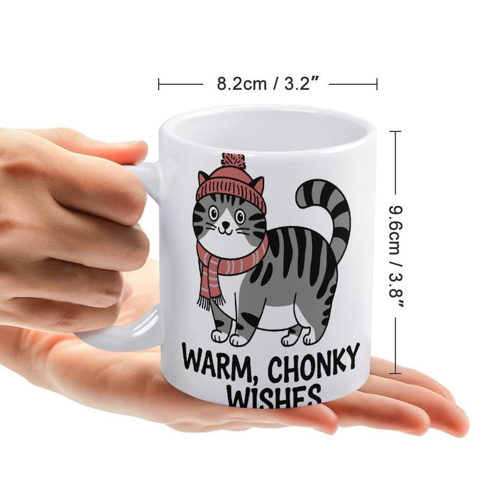 1pc 11oz blank ceramic coffee mug, double-sided printed cup for tea, cocoa, beverages, glossy white surface, durable, perfect everyday choice