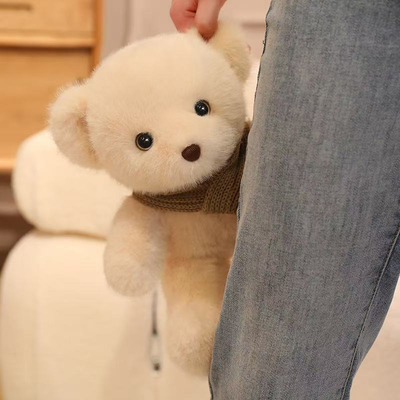 30cm Simulation New Scarf Bear Doll Stuffed Plush Toy Cartoon Anime Pillow for Children's Birthday Gift Cute and Fun Doll