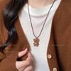 Cute Coffee Plush Bear Necklace Girls Versatile Sweater Chain Childlike Student Party Accessories