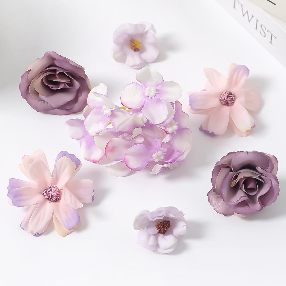 7/16Pcs Artificial Flowers Silk Fake Flower Head for Home Decor Wedding Marriage Decoration DIY Garland Gift Craft Accessories