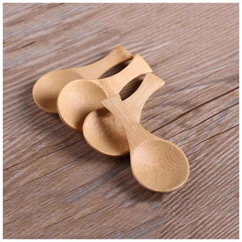 5Pcs Mini Wooden Spoons Small Kitchen Spice Condiment Spoon Sugar Tea Coffee Scoop Short Handle Wood Kids Spoon Kitchen Gadgets