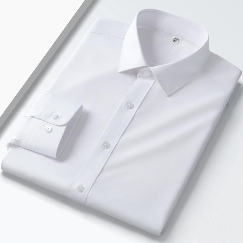 

Мужские модальные легкие эластичные рубашки, устойчивые к морщинам, без карманов, удобная гладкая однотонная классическая рубашка обычного кроя с длинными рукавами 39 белый