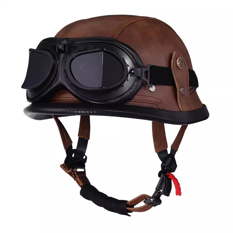 VGV Vintage Half Helmet Motorcycle Helmets Summer Cool Protective Glasses Man Women Boy Girl Light Cute Sunburn Protection